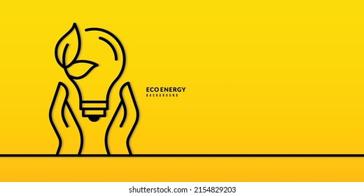 Hand holding light bulb on yellow background, Pollution and environment protection concept, Green energy electricity usage. 