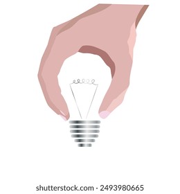 hand holding a light bulb on a white background isolated
