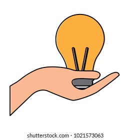 hand holding light bulb save ecology symbol