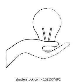 hand holding light bulb save ecology symbol
