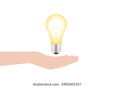 Hand Holding Light Bulb. Saving Electricity and Energy. Green Energy or Renewable Energy. Eco- Friendly Concept. 