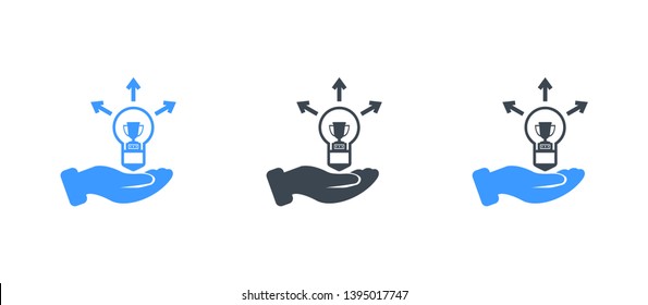 Hand holding light bulb - Smart idea icon isolated - Glyph vector