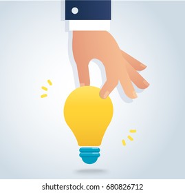 hand holding a light bulb vector, 