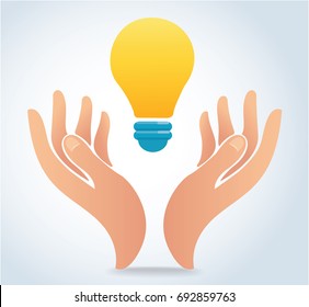 hand holding light bulb vector