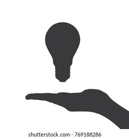 Hand holding a light bulb, vector illustration design. Hands collection.