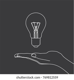 Hand holding a light bulb, vector illustration design. Hands collection.
