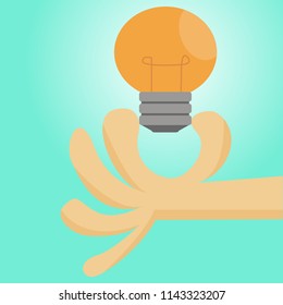 Hand holding light bulbs, ideas concept.