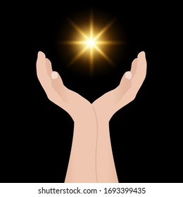 Hand holding the light of hope vector illustration