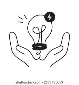 Hand holding an lightbulb denoting concept icon of eco idea