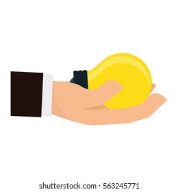 hand holding lightbulb icon image vector illustration design