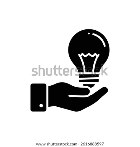 Hand Holding Lightbulb Icon for Innovative Business Ideas - Black Design