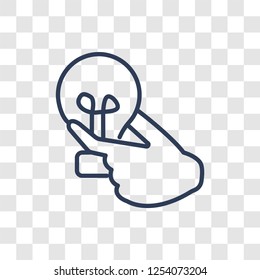 hand holding Lightbulb icon. Trendy linear hand holding Lightbulb logo concept on transparent background from Hands collection