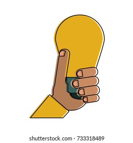 hand holding lightbulb idea concept icon image 