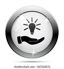 Hand holding lightbulb.Idea icon. Internet button on white background. EPS10 vector.