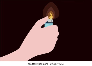 hand holding a lighter vector colored