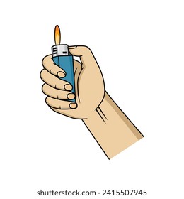 Hand holding a lighter vector illustration