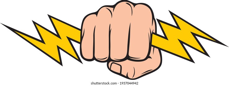 Hand Holding Lightning Bolt (Fist) vector illustration