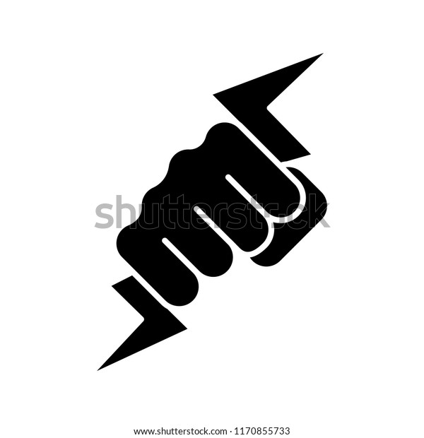 Hand Holding Lightning Bolt Glyph Icon Stock Vector (Royalty Free ...