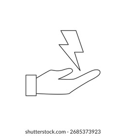 Mano que sostiene un rayo, que simboliza la energía renovable limpia o eléctrica.
