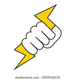  Hand Holding Lightning Bolt vector illustration