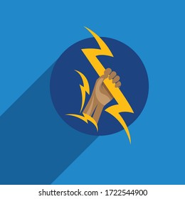 Hand Holding Lightning Logo Vector Illustration Stock Vector (Royalty ...