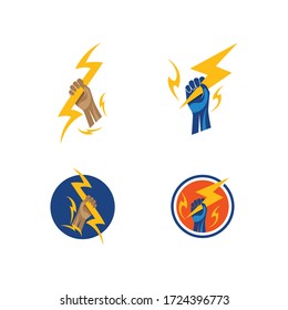 Diseño de ilustración de vector con logotipo Lightning de mano