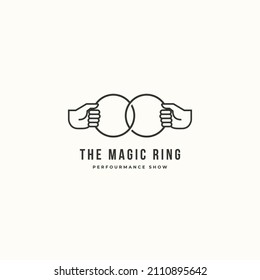 Hand holding linking rings vector illustration. Magic Ring logo icon sign symbol design concept