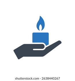 hand holding a lit candle icon