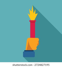 Die Hand hält eine Feuerwerksrakete, die Feier, Freude und festliche Anlässe symbolisiert