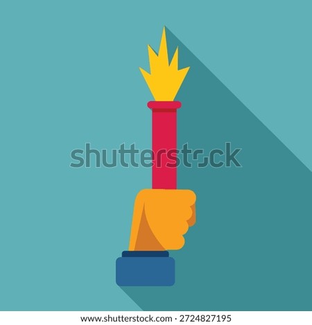 Hand is holding a lit firework rocket, symbolizing celebration, joy, and festive occasions