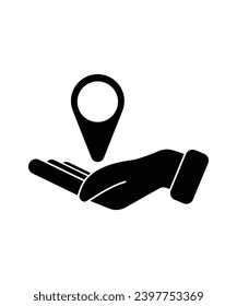 hand holding location icon, vector best flat icon.