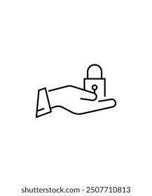 hand holding lock icon, vector best line icon.