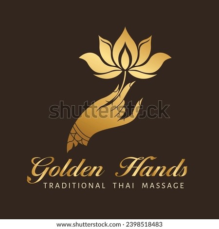 A Hand Holding a Lotus in Thai Art Style, Logo Design