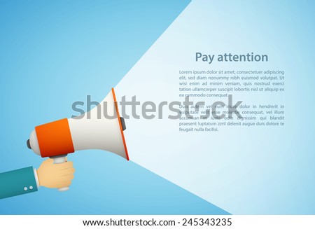 hand holding loudspeaker eps10 flat illustration