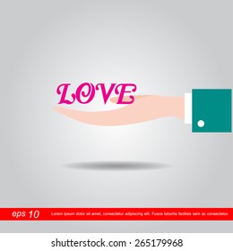 hand holding love flat icon vector illustration eps10 
