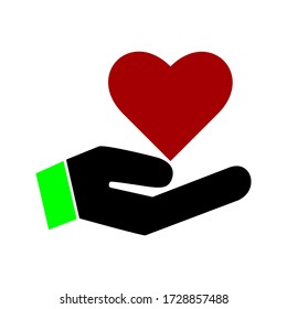 hand holding a love icon vector, editable on a blank background