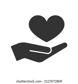 Hand holding a love icon vector. Support, charity and volunteering icon. Illustration vector