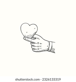 hand holding love symbol illustration hand drawn
