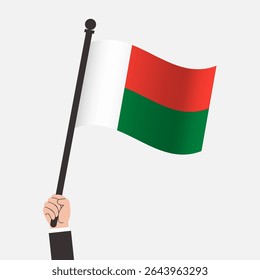 Hand Holding Madagascar Waving Flag