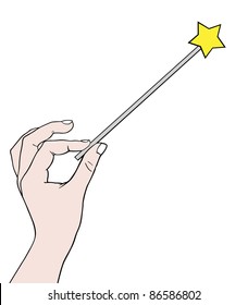 hand holding magic wand