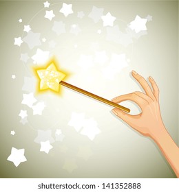Hand holding magic wand, eps10