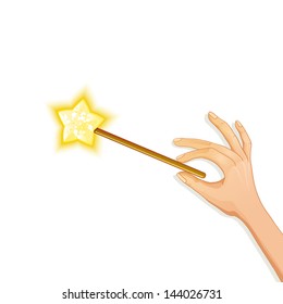 Hand holding magic wand, eps10