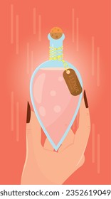 Hand holding a magical potion elixir Vector