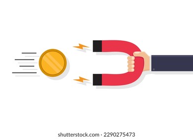 Hand holding magnet attract money vector design illustration