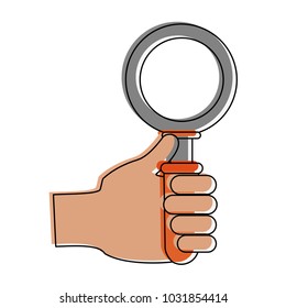 Hand holding magnifying glass