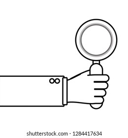 hand holding magnifying glass