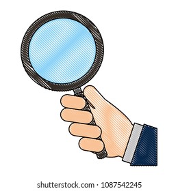 hand holding magnifying glass finding