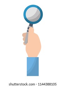 hand holding magnifying glass searching