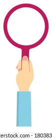 Hand holding magnifying glass vector illustration ( female hand )