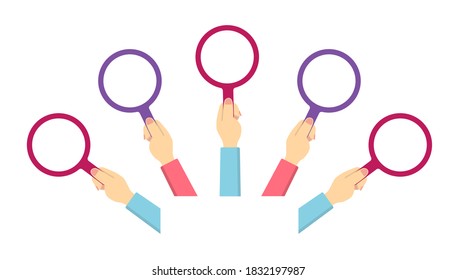 Juego de ilustraciones vectoriales de lupa de mano/hembra
